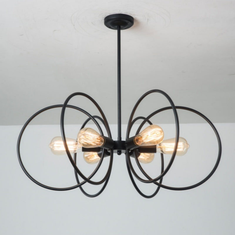 Zamidet Industrial LED Chandelier Black Metal Living Room/Bedroom
