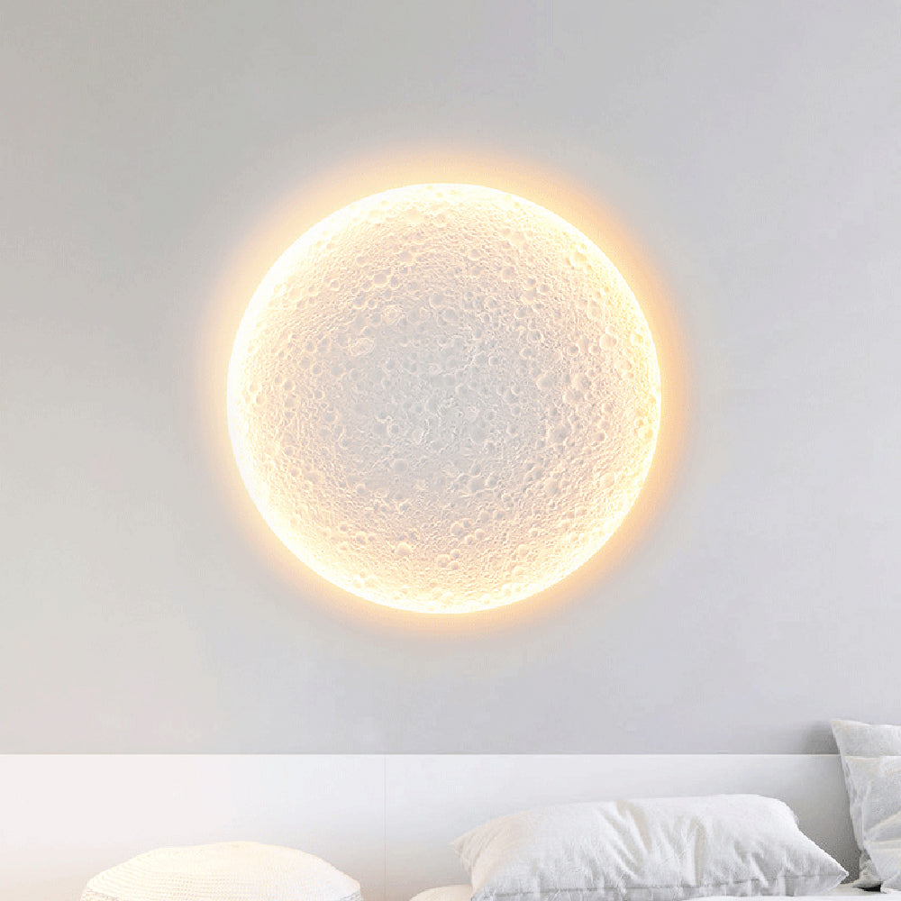 Fupenud Decorative Moon Metal/Gypsum Wall Lamp, White