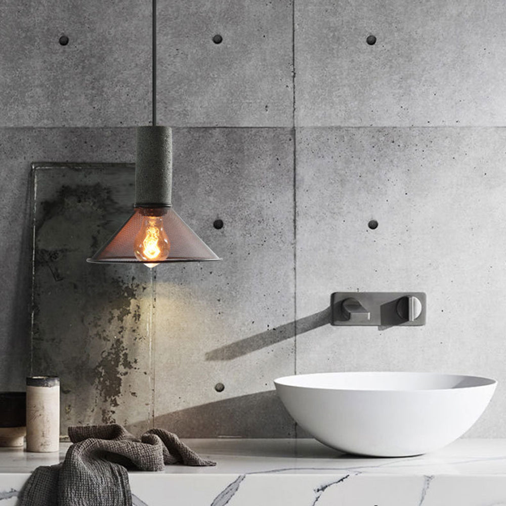 Vireth Pendant Light Industrial Cylindrical Cement/-Neutral Decor