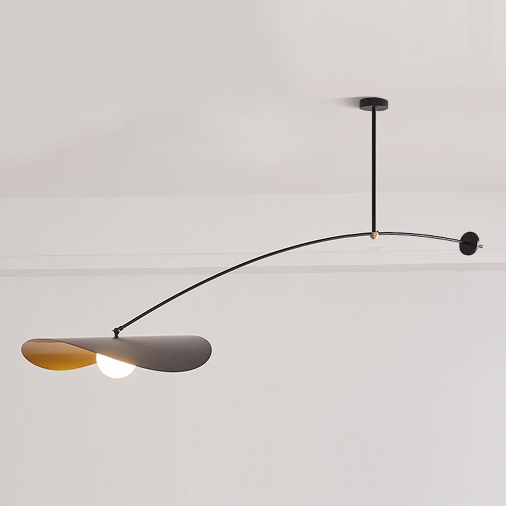 Saneles Minimalist Lotus Leaf Shaped Metal Pendant Light, Black/Gold