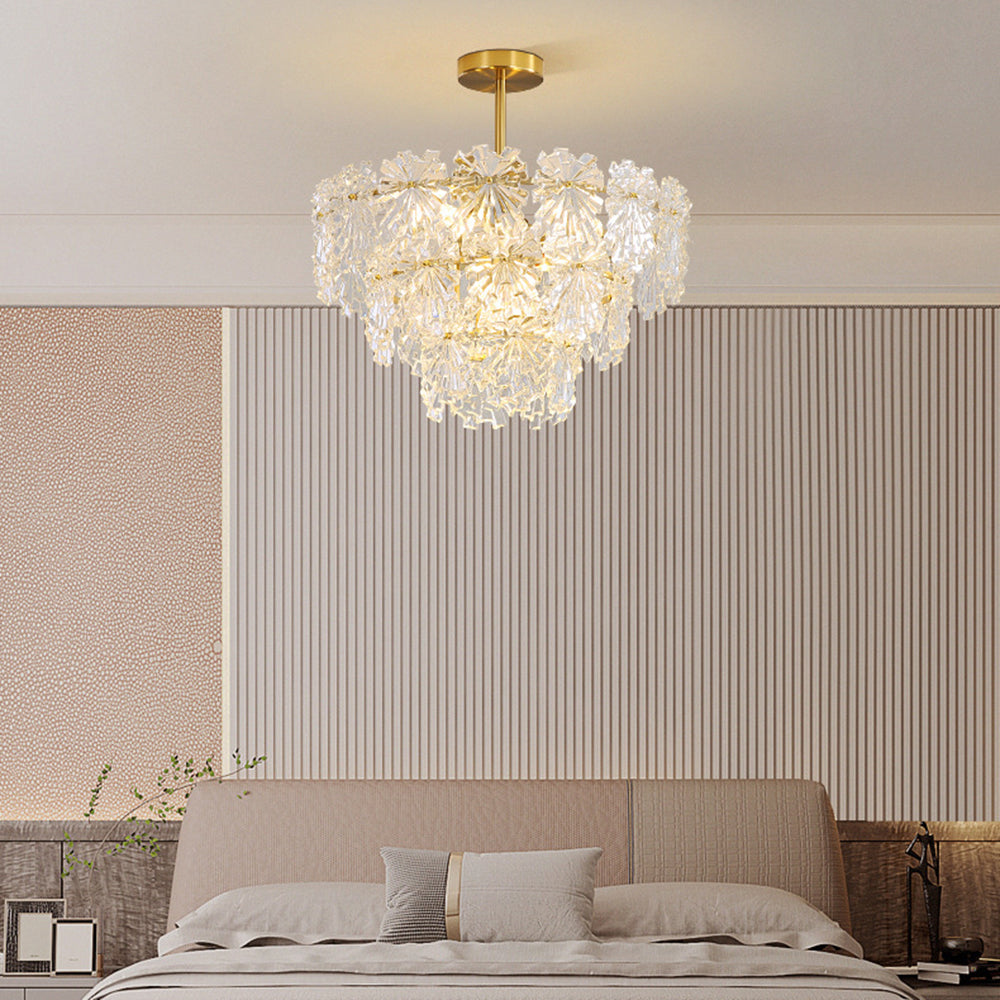 Fanimur Elegant Gold Pendant Light 3 Rings, Metal/Glass