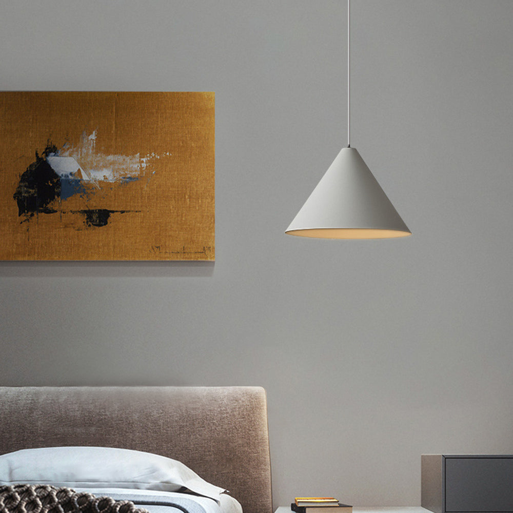 Fikones Minimalist Cone Metal Pendant Light, Grey