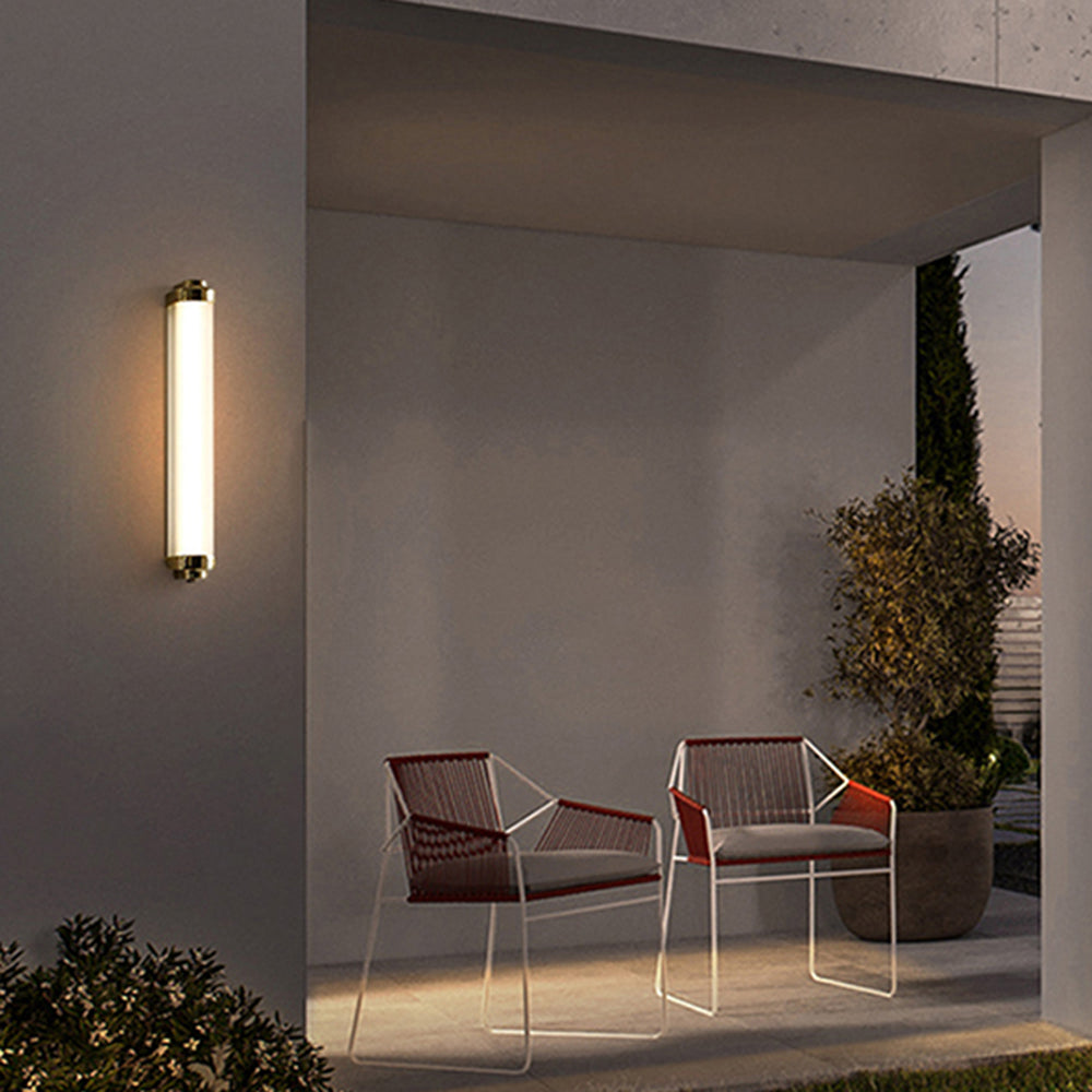Rubovik Minimalist Cylindrical Metal Outdoor Wall Lamp, Black/Gold/Silver
