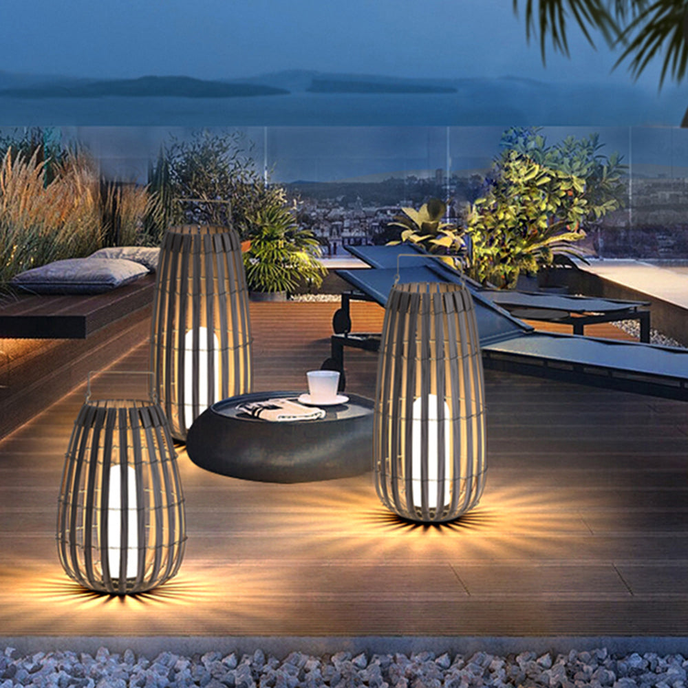 Nudasem Retro Lantern Solar/Rechargeable Outdoor Floor Lamp, Brown