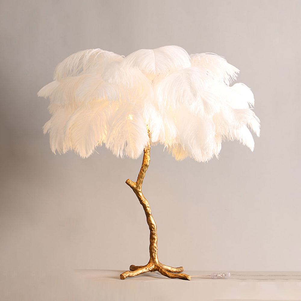 Salenor Nordic Luxury Unique Ostrich Feather Floor Lamp/Table Lamp-Neutral Decor