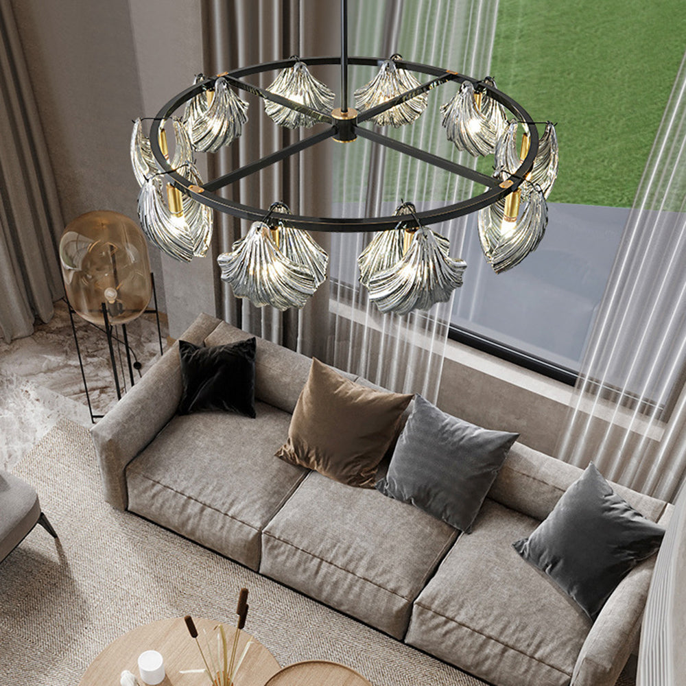 Vipulal Modern Annular Metal And Glass Pendant Light, Black/Gold