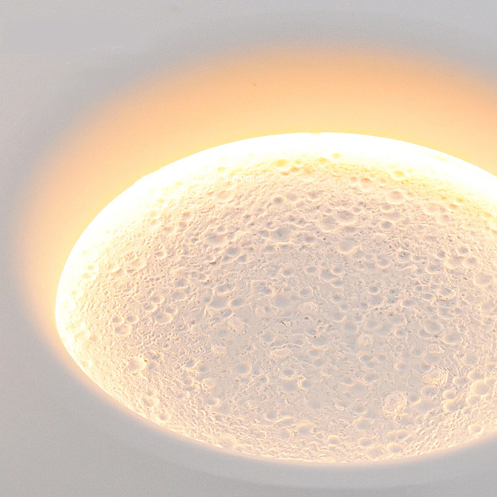 Fupenud Decorative Moon Metal/Gypsum Wall Lamp, White