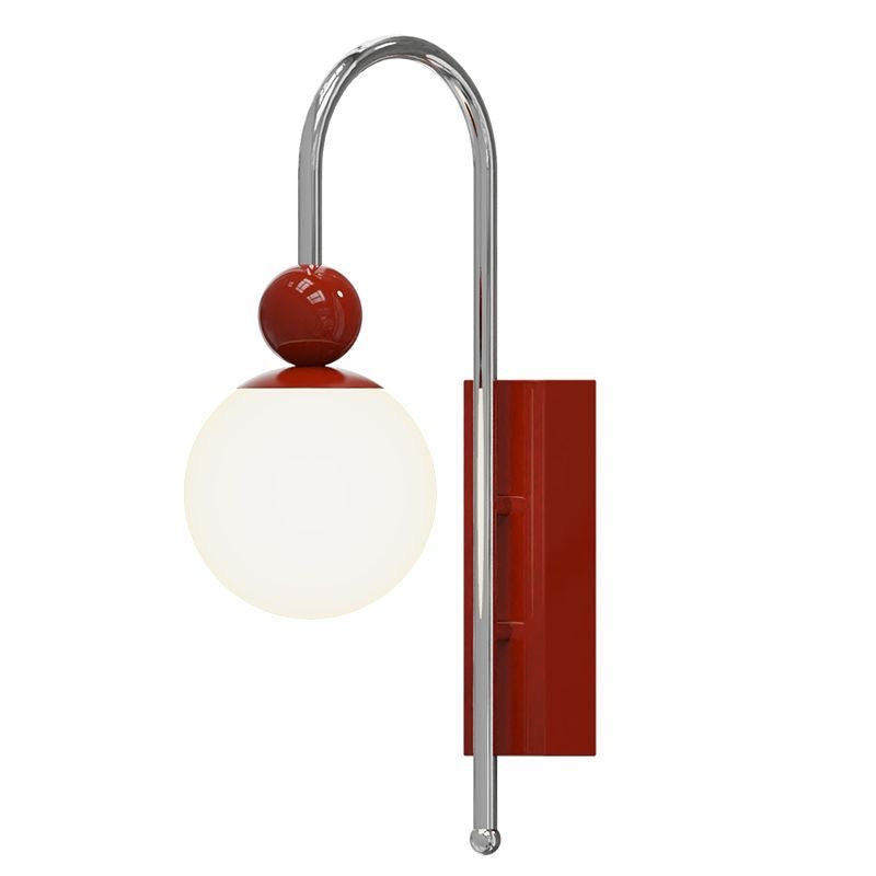 Murovud Modern LED Indoor Wall Lamp Red/Coffee Metal/Glass Bedroom