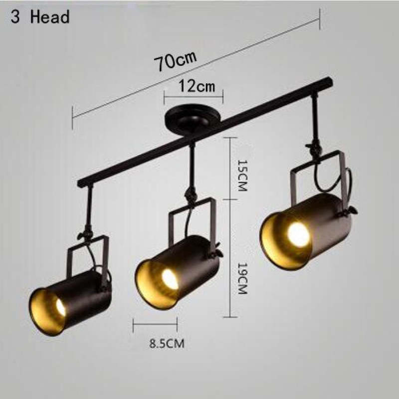 Tudelir Vintage Adjustable Semi-Flush Mount Ceiling Light, Black