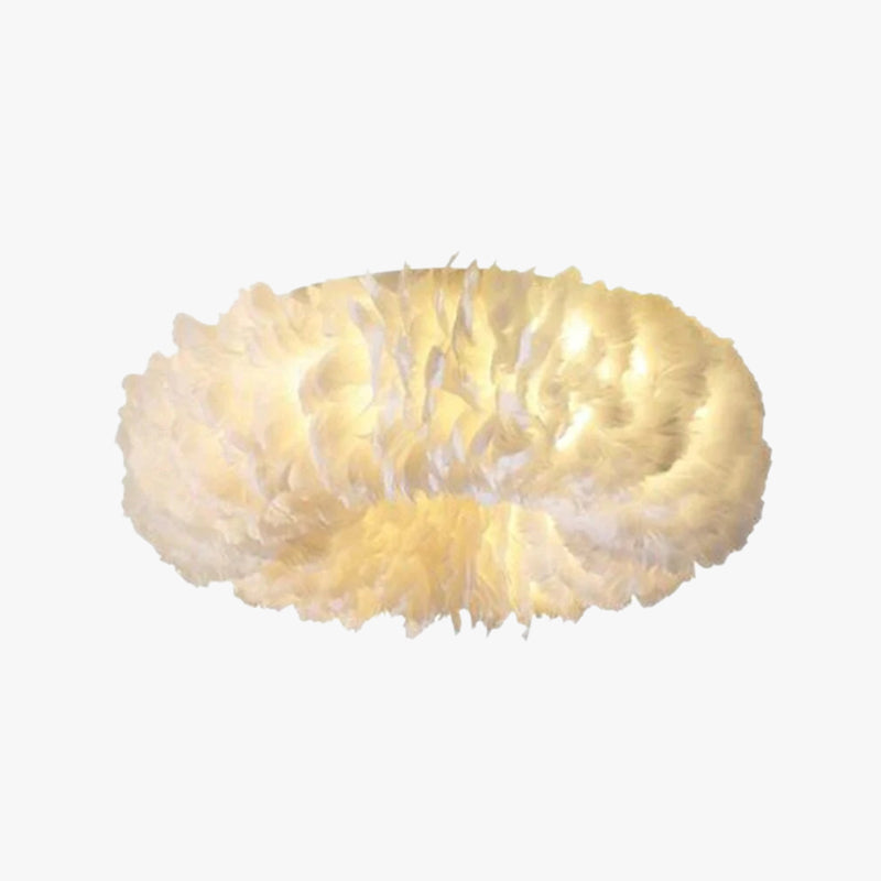 Velix Swan Feather Round Ceiling Light-Neutral Decor