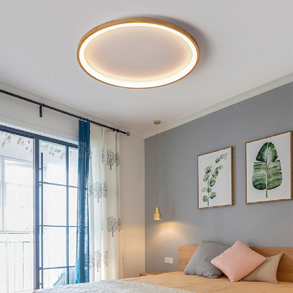 Bobukal Wood Inner Halo Flush Mount Ceiling Light