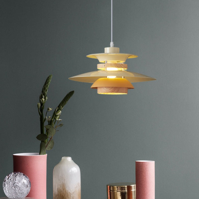 Jenaral Modern Pendant Light Black/White/Wood Metal Dining Room