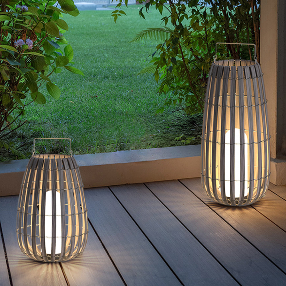 Nudasem Retro Lantern Solar/Rechargeable Outdoor Floor Lamp, Brown