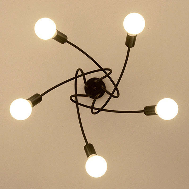 Lopumit Modern Linear Curve Metal Ceiling Light, Dining Room/Living Room