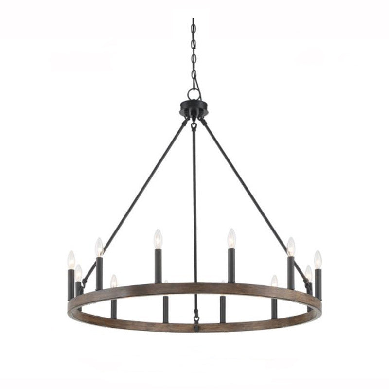 Disegot Modern Industrial LED Chandelier Black Metal Living Room