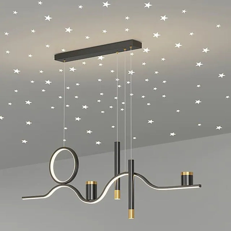 Hodutis Modern Metal Linear Starry Night Pendant Light, Black