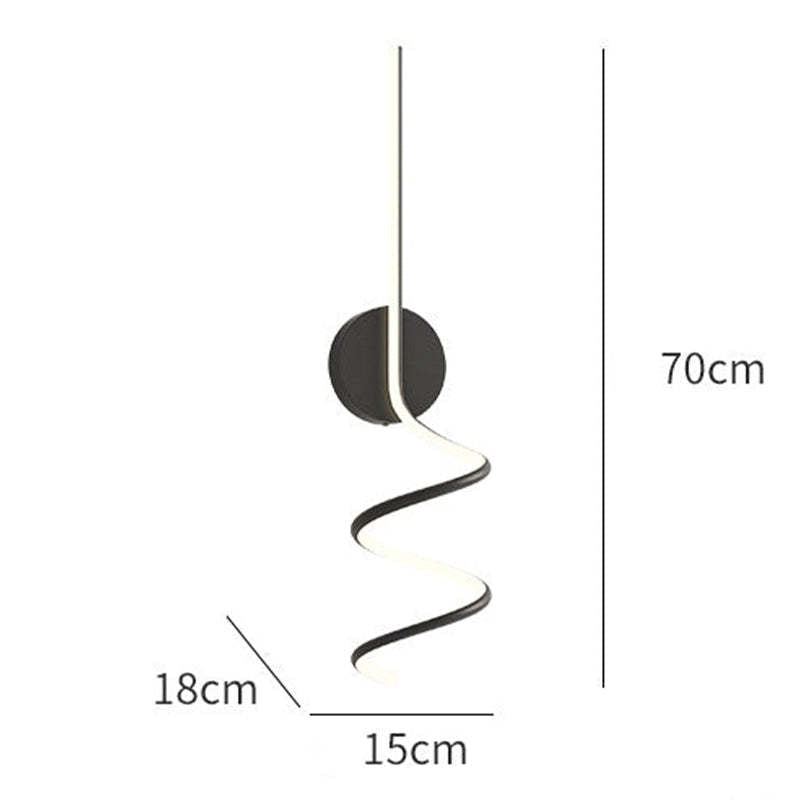 Kipenan Modern LED Art Interior Wall Light Spiral, Black & White