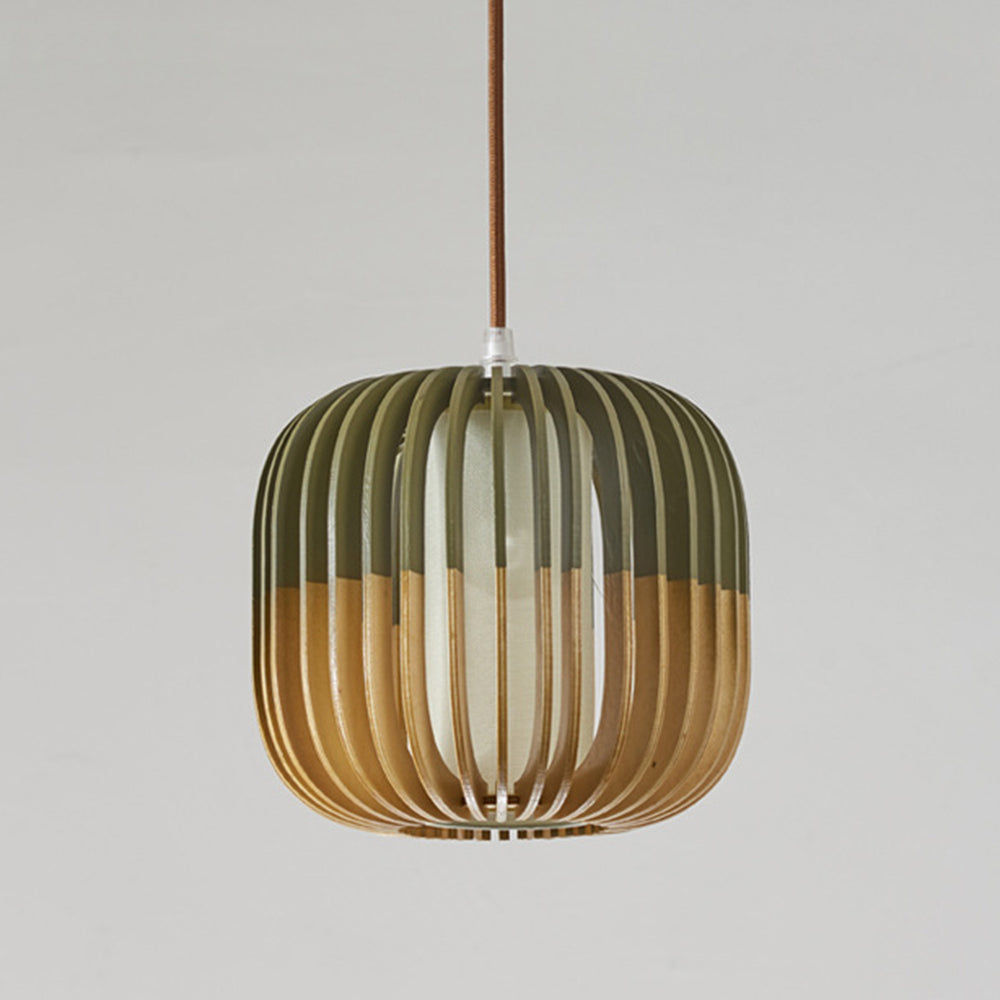 Tamisas Modern Birdcage Wood Pendant Light