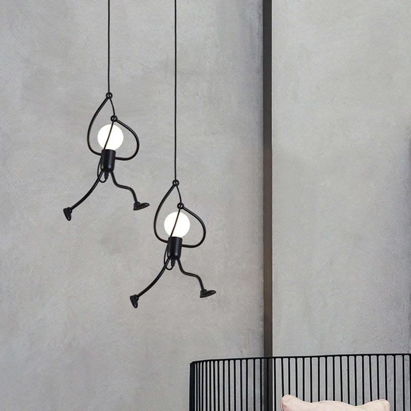 Esi Retro Modern Iron Man Pendant Light, Black-Neutral Decor