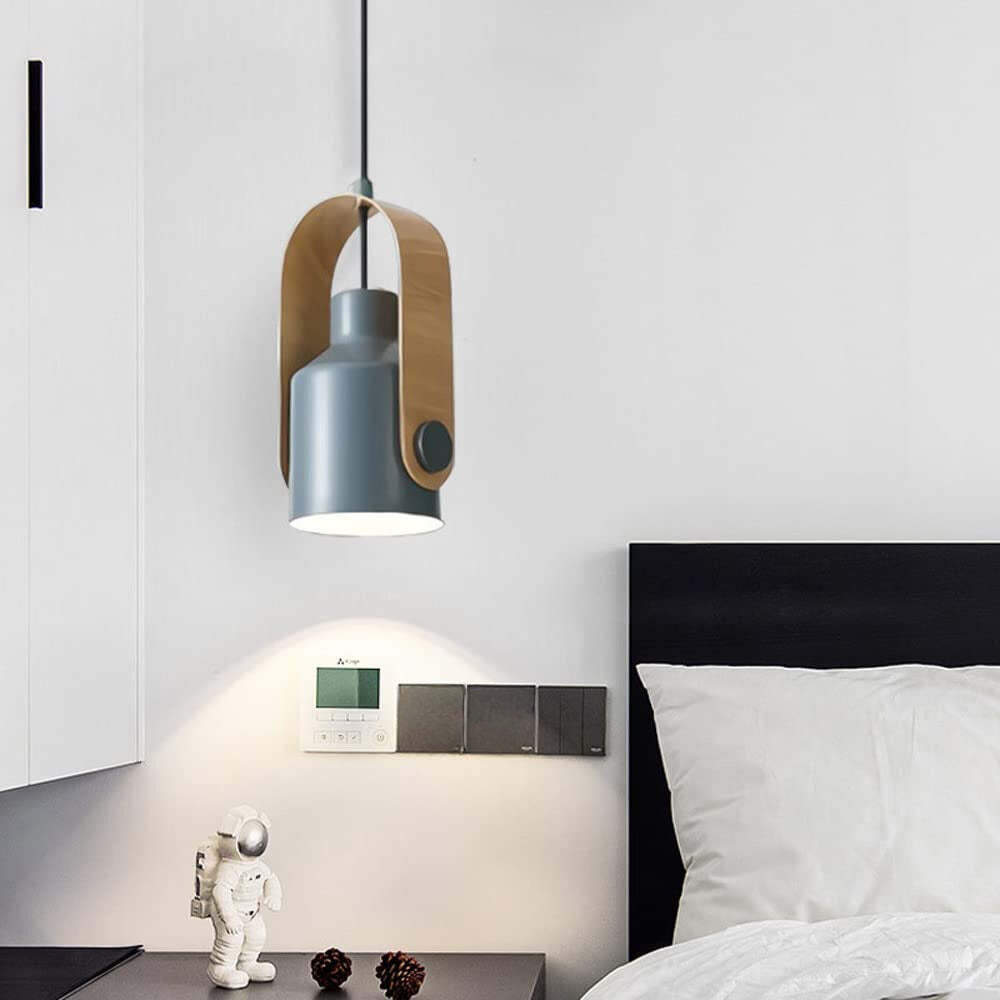 Pipevom Modern Metal LED Pendant Light White Green Black Bedroom