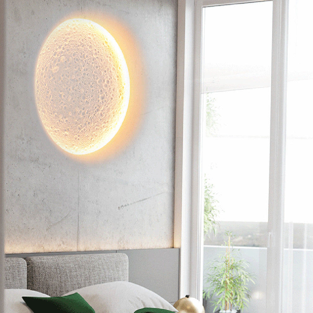 Fupenud Decorative Moon Metal/Gypsum Wall Lamp, White