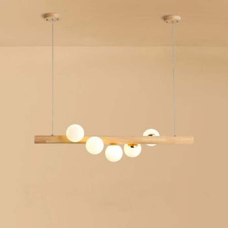 Taribid Glass Bubble Pendant Light Wood/Walnut