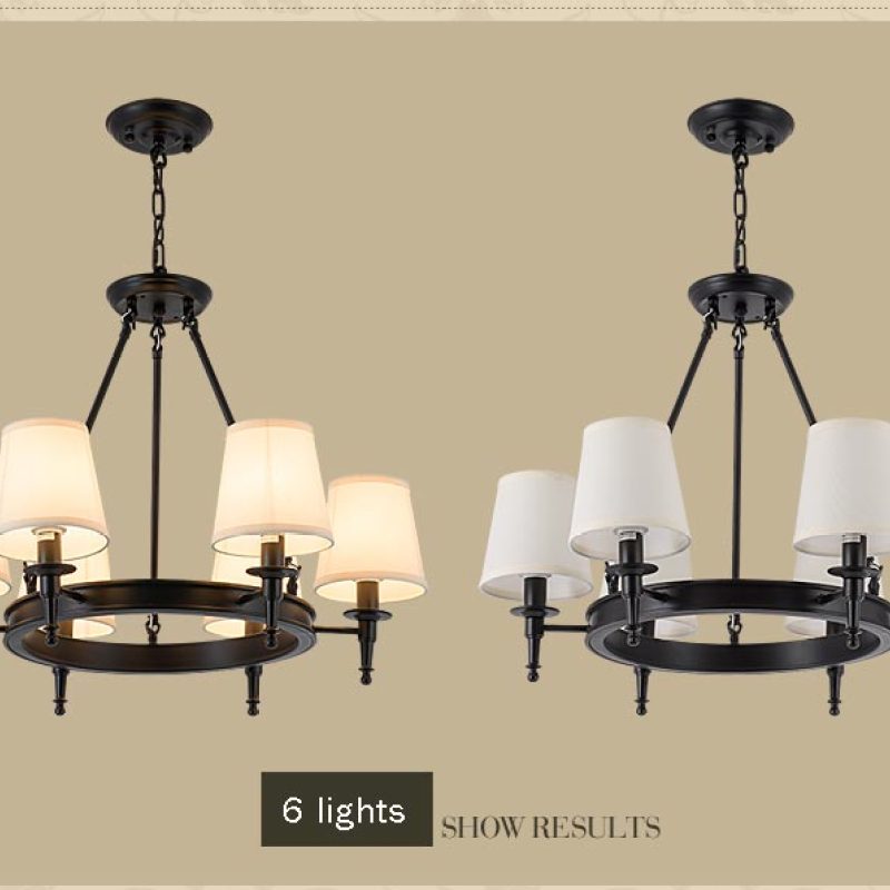 Nelevum vintage Ring Metal/Fabric Chandelier, Black/Copper