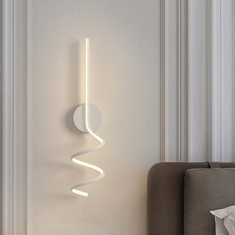 Kipenan Modern LED Art Interior Wall Light Spiral, Black & White