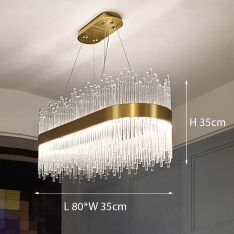 Pematud Modern Round/Rectangular Chain Chandelier, Gold