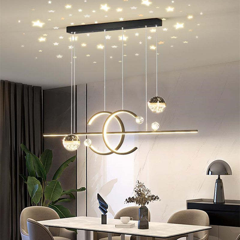 Tosidel Pendant Light Double-C, Gold/Black Starry-sky