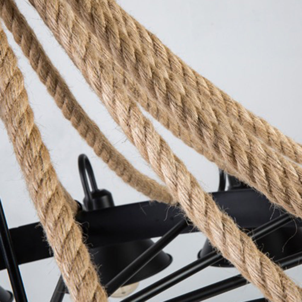 Jopabek Vintage Industrial Rope Chandelier Living Room