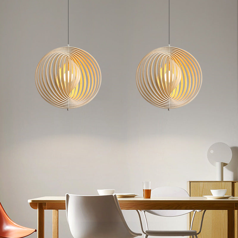 Rovukak Japanese LED Pendant Light Black/Gold Wood Bedroom/Bar