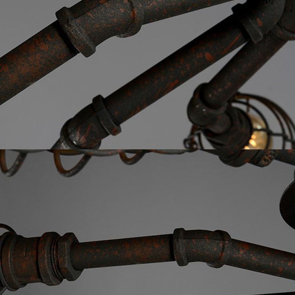 Watopet Industrial Flush Mount Ceiling Light, Black/Brass