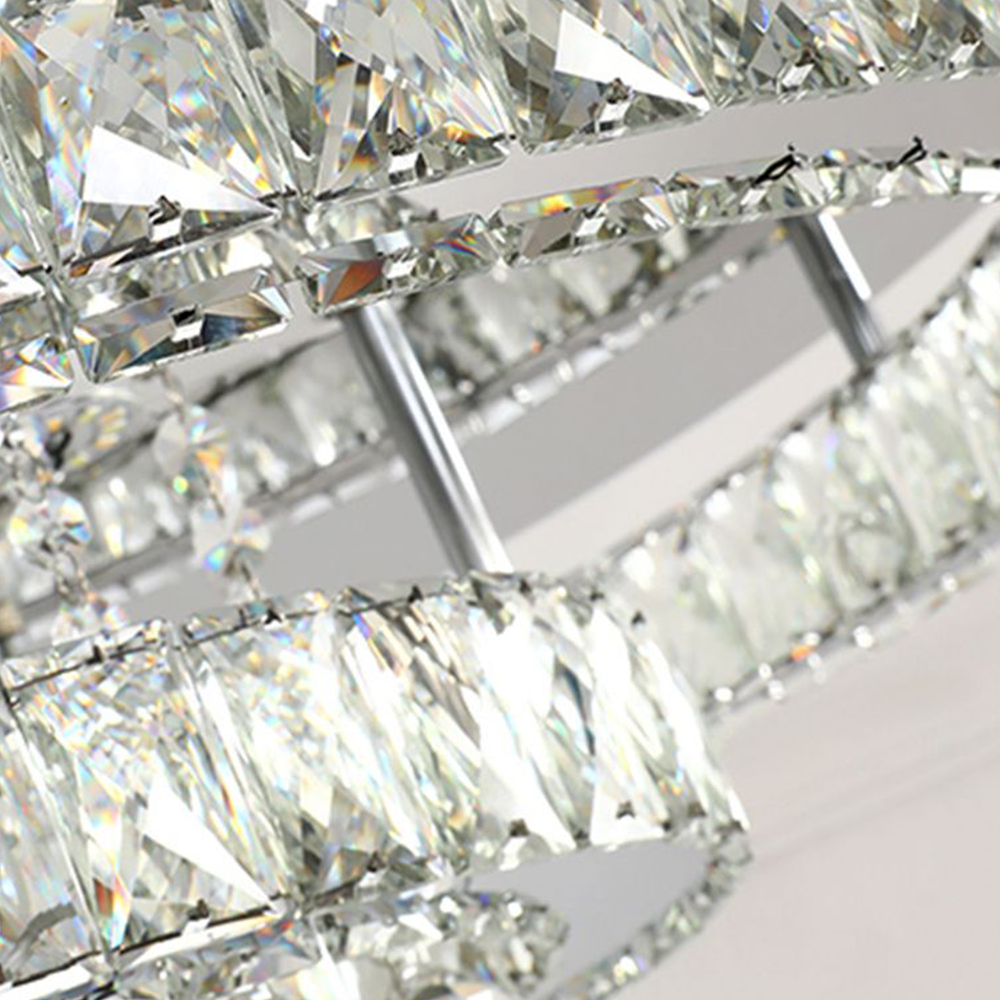 Vivubar Modern Multi Ring Metal And Crystal Pendant Light