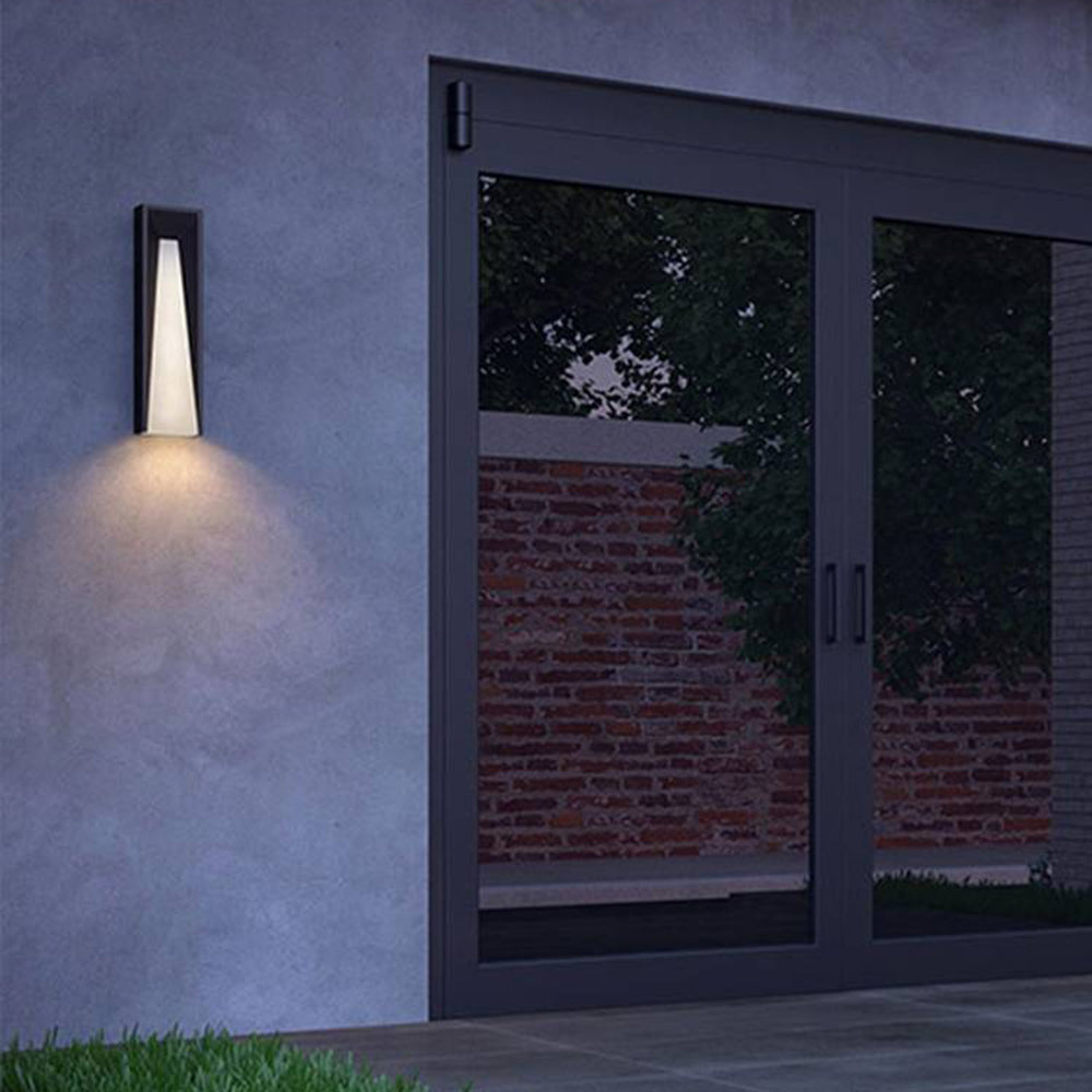 Gugalan Modern Rectangular Metal Outdoor Wall Lamp, Black/White