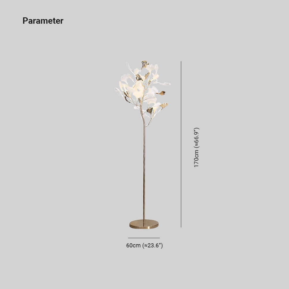 Vudogam Floor Lamp Leaf Artistic, Ceramic/Metal, White/Gold, Study