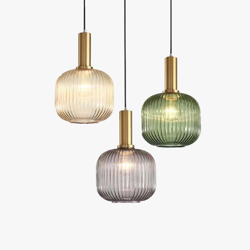 Barolir Pendant Light Crystal, Moru Glass, Cognac/Green/Grey, Kitchen Island