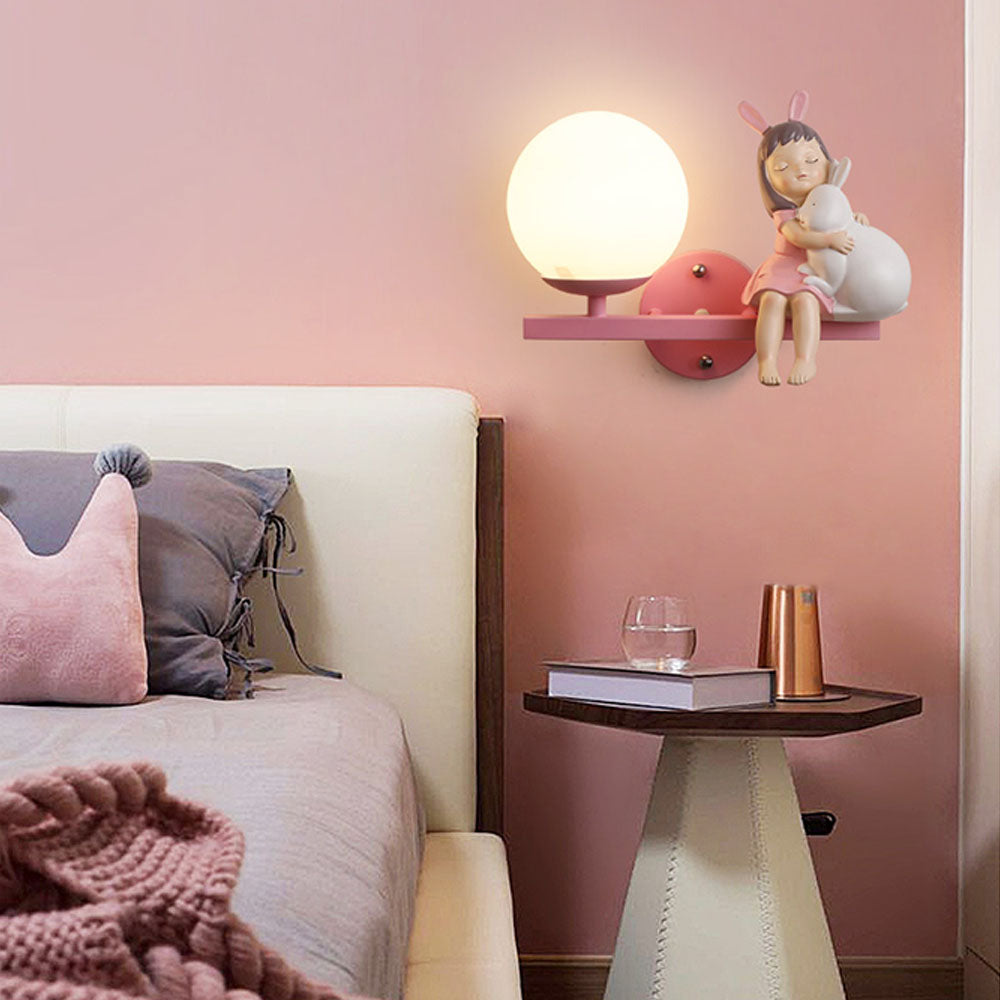 Daribos Modern Metal/Glass Wall lamp, White & Pink