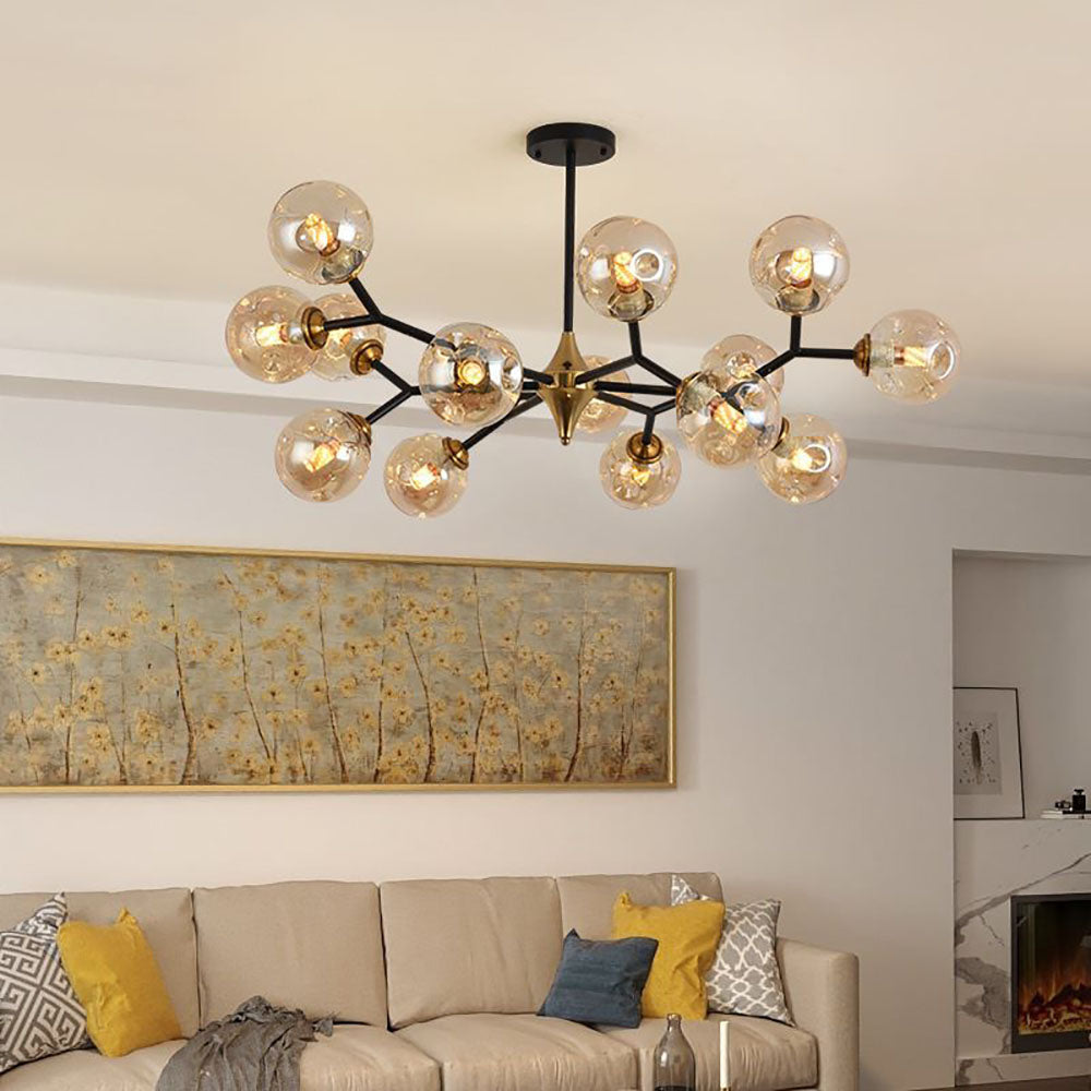 Conedar Art Deco Glass Bubble Chandelier, Amber