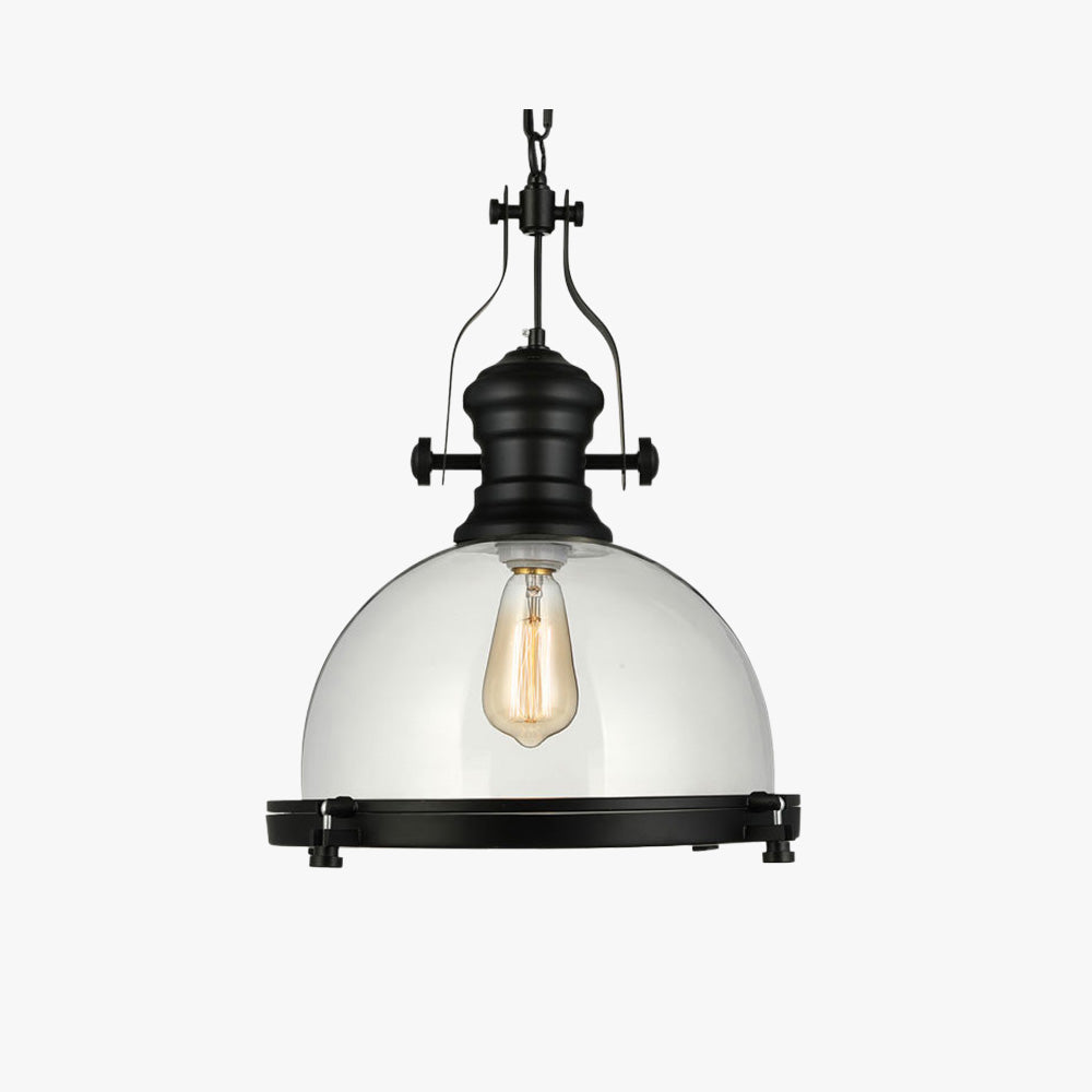 Wetimut Vintage Hemispherical Glass Pendant Light, Black