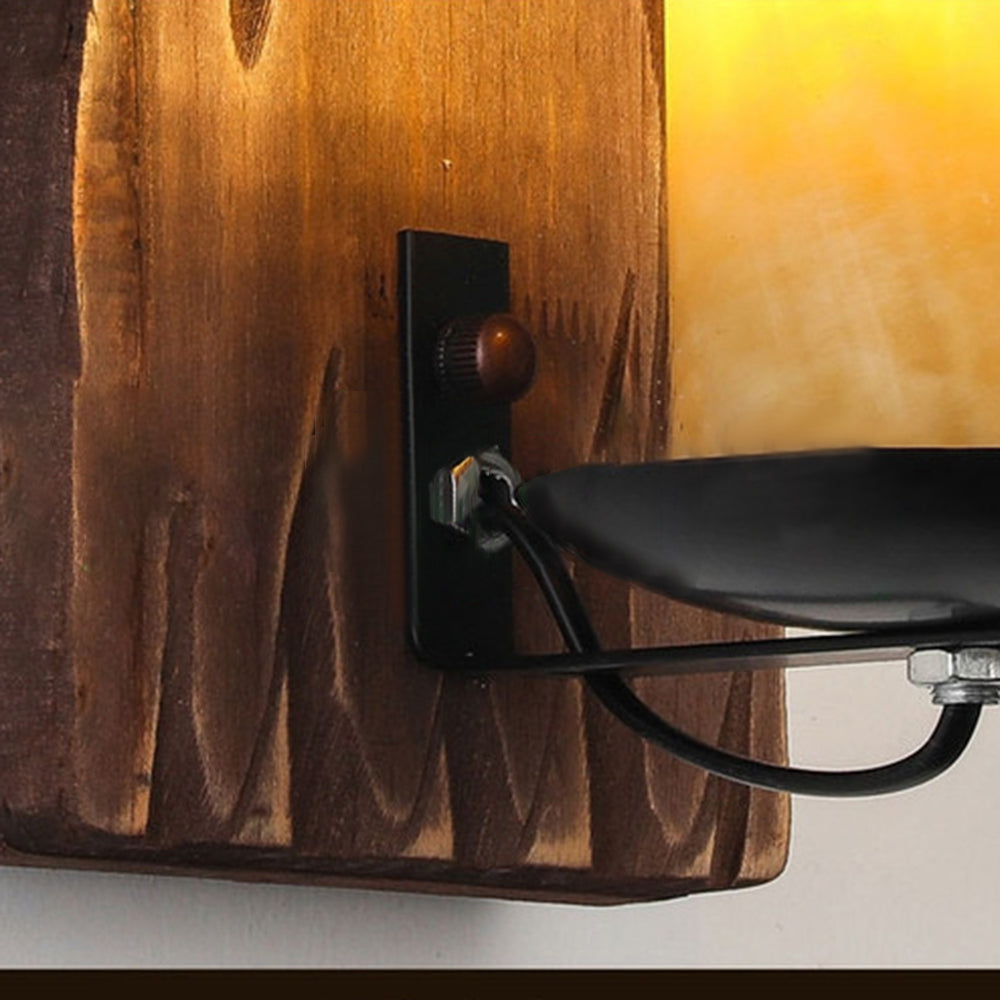 Venorik Wall Lamp Rectangular Vintage, Wood/Metal, Bedroom