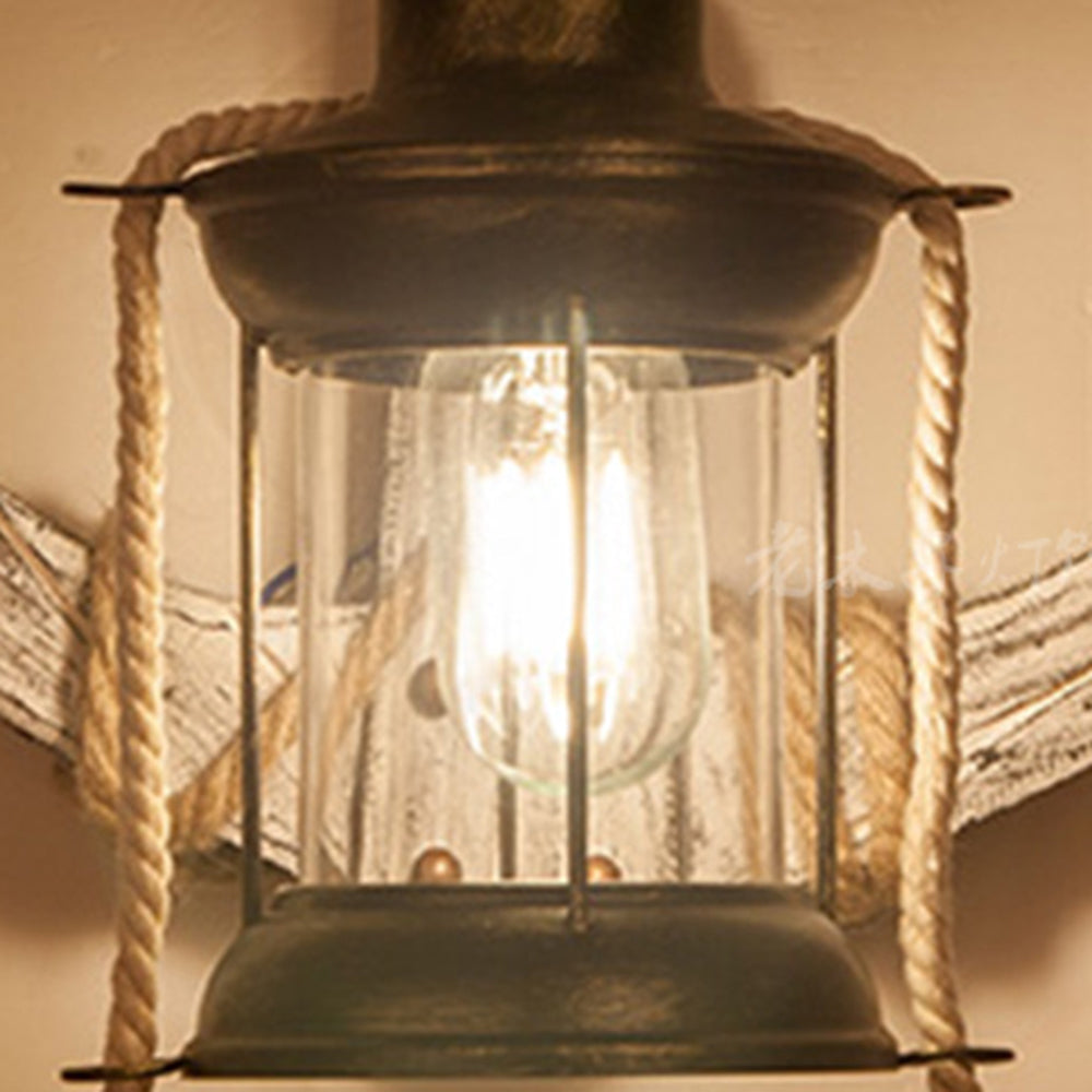 Ceturan Anchor Lantern Wall Lamp, Vintage/Antique, Wood, Bedroom