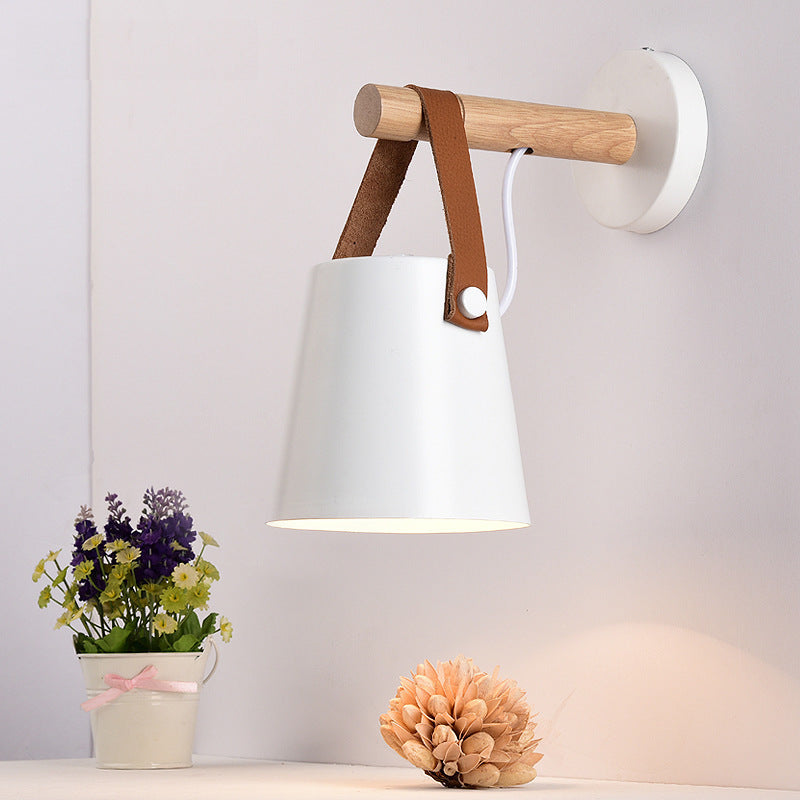 Mulavita Modern Conical Metal Wood Indoor Wall Lamp Bedroom