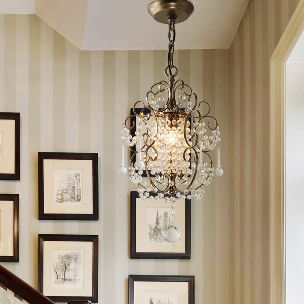 Gugevori Modern Metal Crystal Pendant Light Bedroom