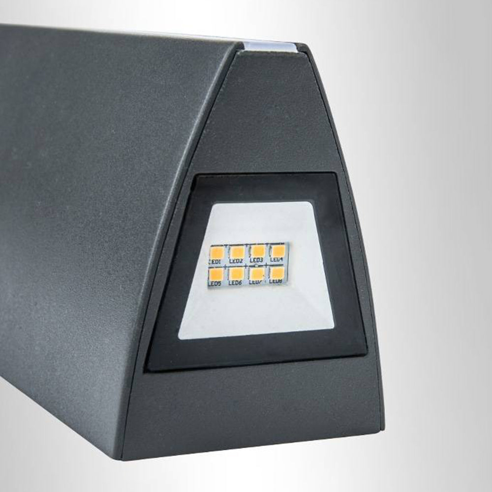 Lokavot Modern Triangular Prism Metal Outdoor Wall Lamp, Black/Silver