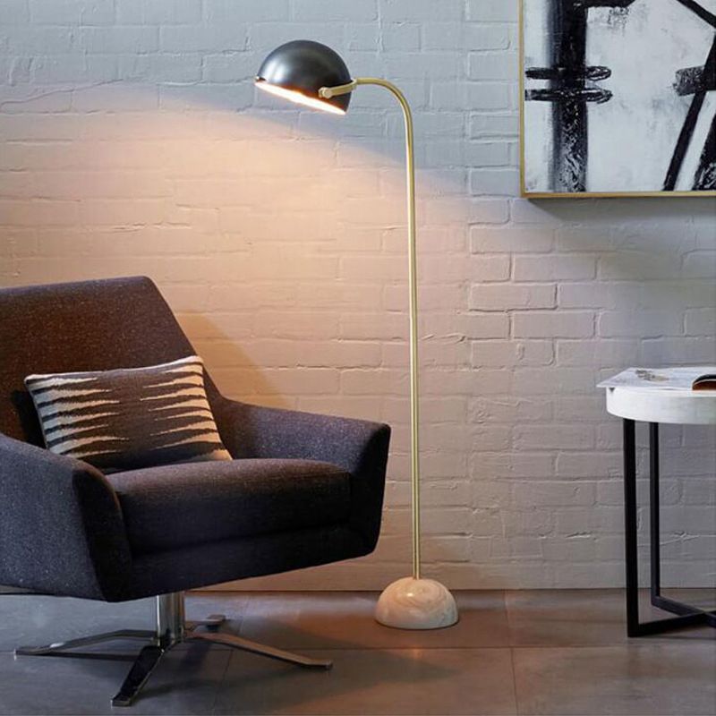 Dotetan Floor Lamp Semi Circular Retro/Minimalist, Metal/Marble, Black, Bedroom