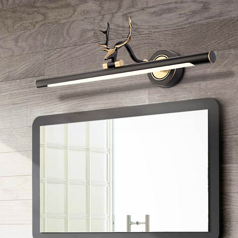 Wogudak Decorative Deer Mirror Front Vanity Wall Lamp, Black/Gold