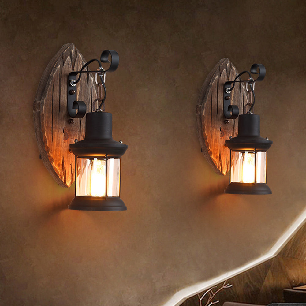 Dutigus Wall Lamp Leaf Shape Vintage, Wood/Metal, Bedroom