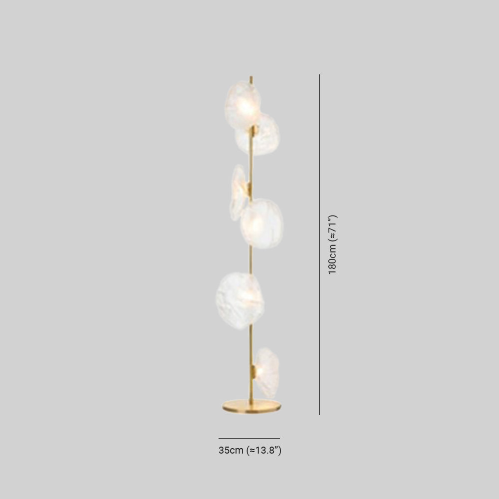 Kokatem Luxury Flower Metal/Glass Floor Lamp, Black/Gold/Grey