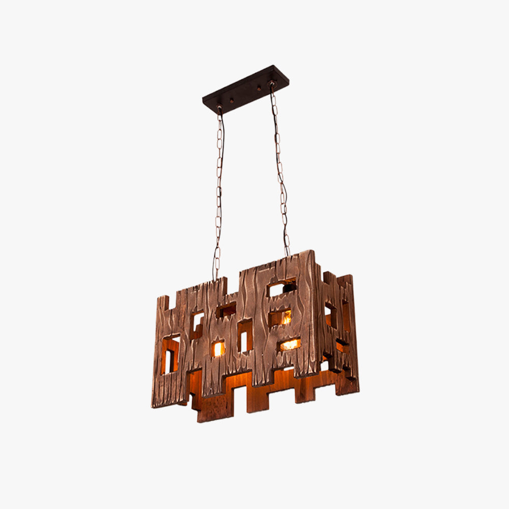 Guvuran Rectangular Metal & Wood Pendant Light